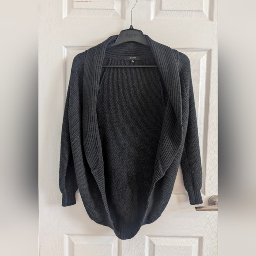 Aritzia Talula Dark Grey Shawl Collar Cocoon Cardigan Lambswool Cashmere XS